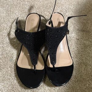 Dream Pairs Black Sparkly Sandals